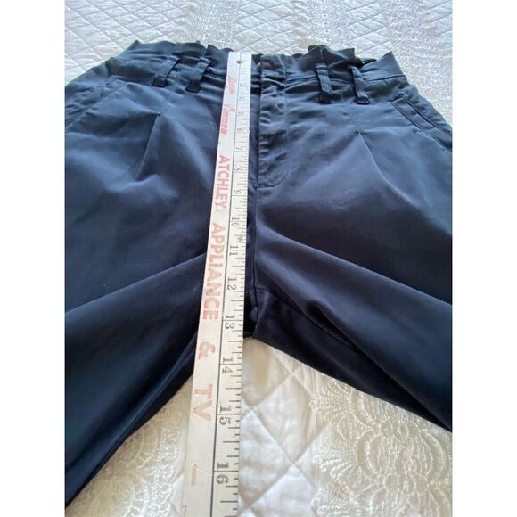 Cremieux Wide-Leg Navy Cropped Pants Paper bag waist Size 4 Casual - Picture 5 of 12